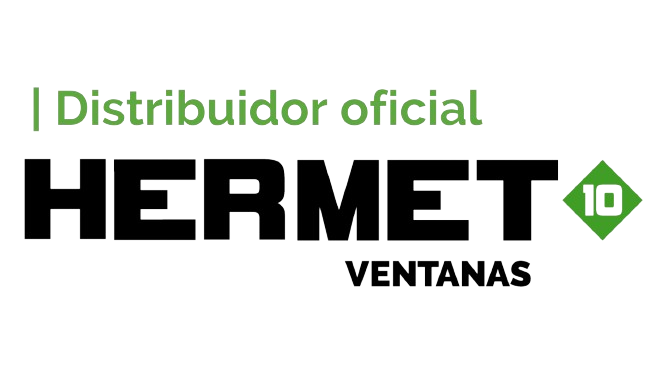 Logo de Hermet 10 Ventanas con texto que indica ser un distribuidor oficial.