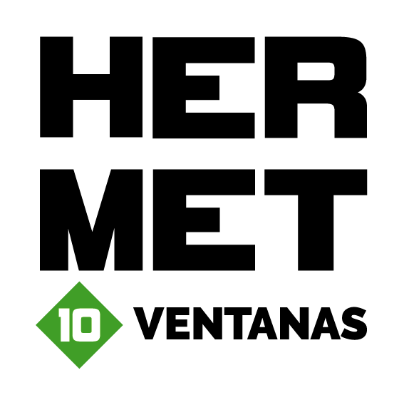 Logo de Hermet 10 Ventanas en negro con un diamante verde que incluye el número 10.